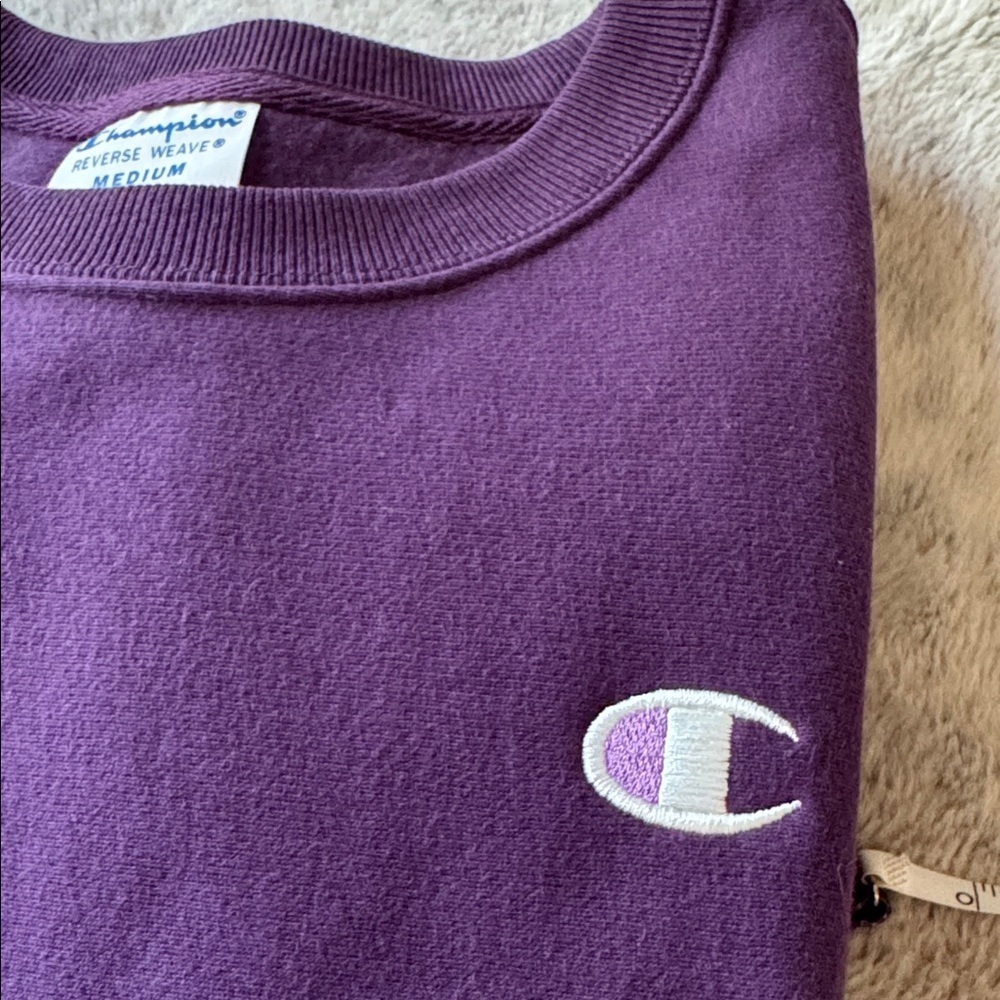 CHAMPION Women's Deep Purple Crew Neck Sweatshirt NWT, size Medium - Picture 11 of 12